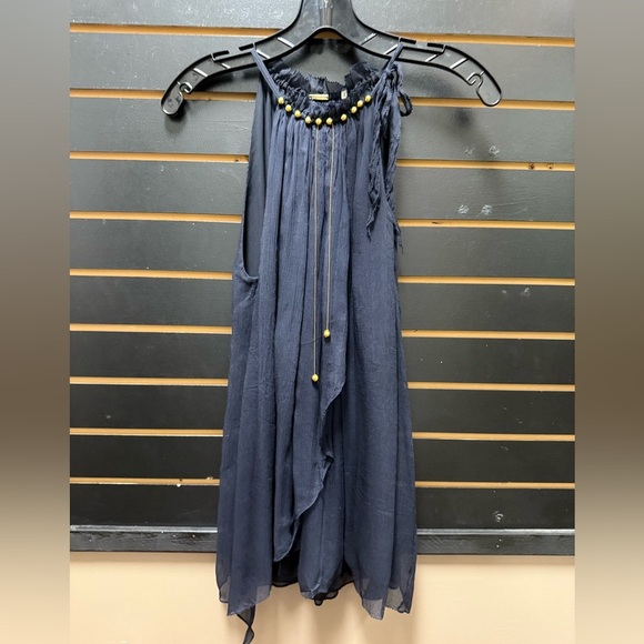 Elie Tahari Blue Embellished Halter Blouse - Picture 1 of 4
